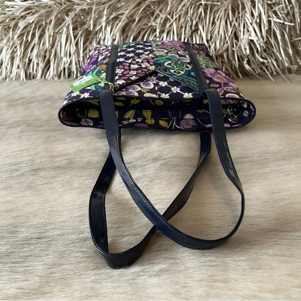 New VERA BRADLEY Floral Nightingale 2011 Tall Tote Rhythm Blues Plum Petal Y2K